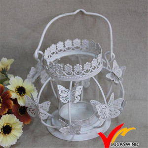 Crafts White Antique Butterfly Tealight Holder Metal