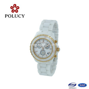Swiss Chronograph Movement Ceramic Watch Sapphire Wrist Watch